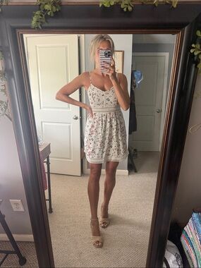 Abercrombie & Fitch White Floral Spaghetti-Strap Mini Dress
